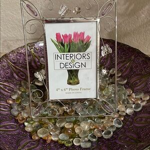 🌟 NWT 💫INTERIORS By DESIGN💫 4” x 6” Silver and purple Photo Frame New Never used